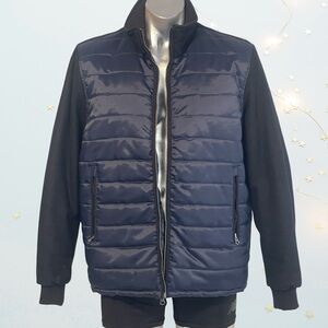 Men's Navy & Black Puffer Quilted Jacket in Large size